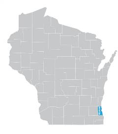 Greater Milwaukee Dental Association Area on Wisconsin Map